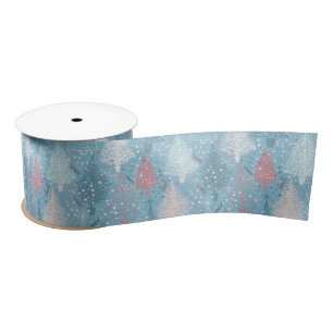 Abstract Christmas Trees Pattern 2 Satin Ribbon