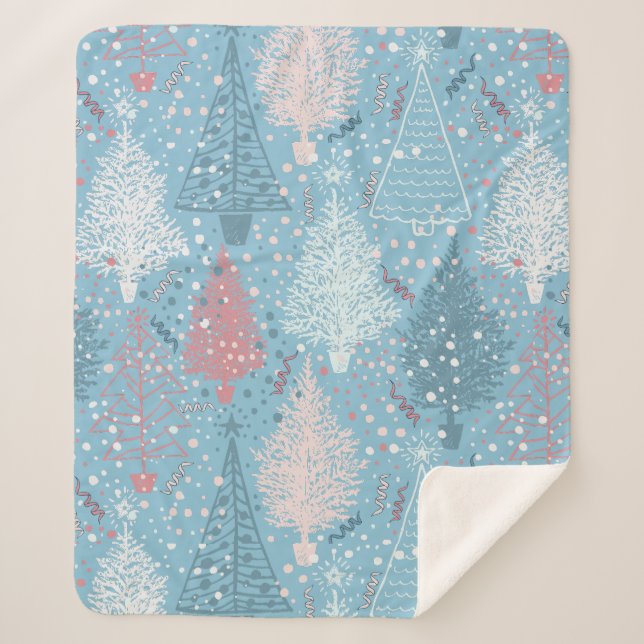 Abstract Christmas Trees Pattern 2 Sherpa Blanket (Front)