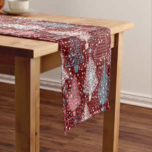 Abstract Christmas Trees Pattern 3 Short Table Runner