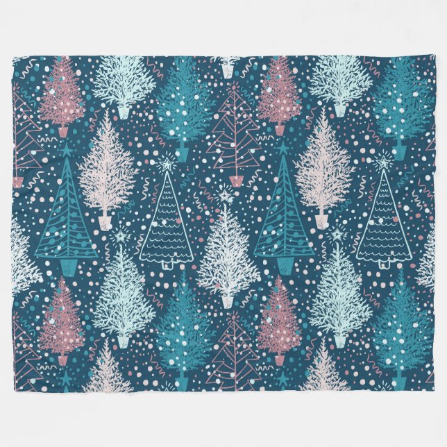Abstract Christmas Trees Pattern Fleece Blanket (Front (Horizontal))