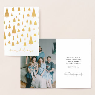Abstract Christmas trees pattern Happy Holidays Foil Card