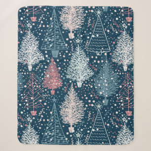 Abstract Christmas Trees Pattern Sherpa Blanket