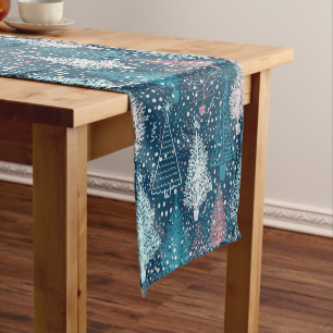Abstract Christmas Trees Pattern Short Table Runner