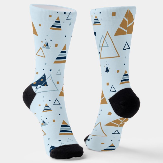 Abstract Christmas trees pattern Socks (Angled)