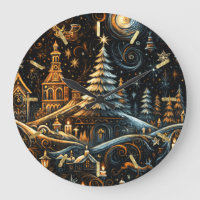Abstract Christmas Village Chalk Drawing Night Sky
