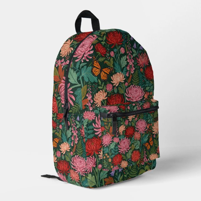 Abstract Chrysanthemum Butterflies Backpack (Back Corner Left)