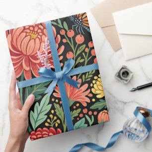 Abstract Chrysanthemum Monarch Wrapping Paper
