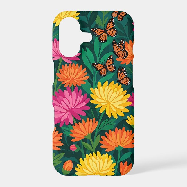 Abstract Chrysanthemums Butterflies iPhone Cases (Back)