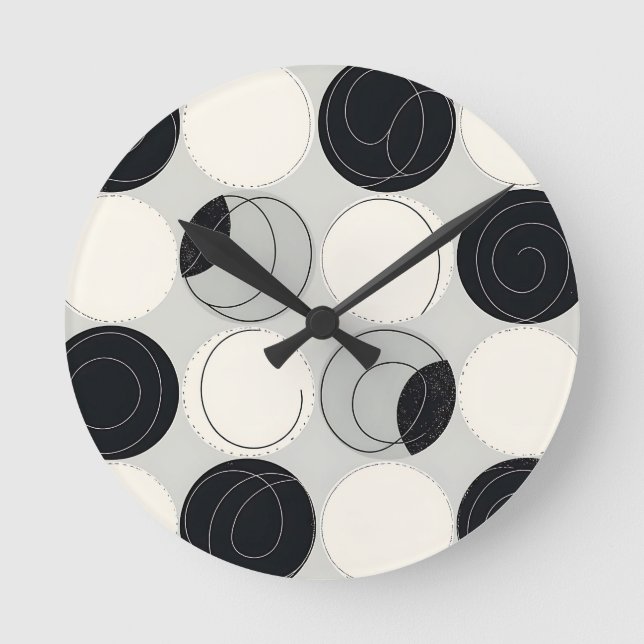 Abstract Circle Overlap Pattern Round Clock (Front)