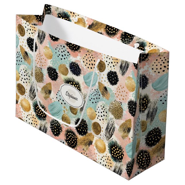 Abstract Circle Pattern -with Glitter & Speckles 2 Large Gift Bag (Front Angled)