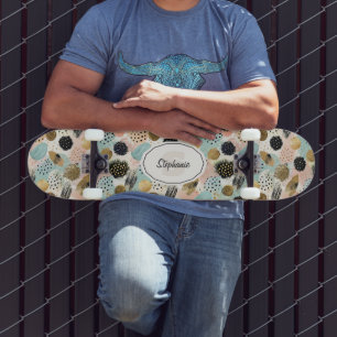 Abstract Circle Pattern -with Glitter & Speckles 2 Skateboard