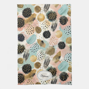Abstract Circle Pattern -with Glitter & Speckles 2 Tea Towel