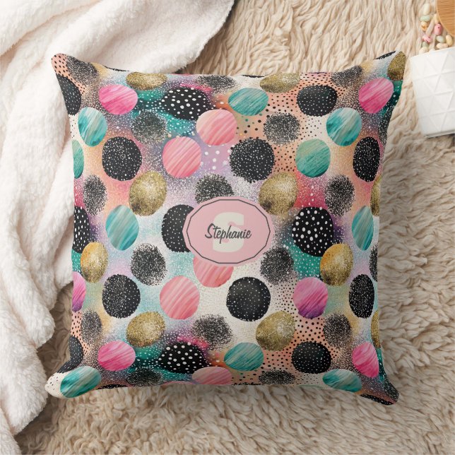 Abstract Circle Pattern -with Glitter & Speckles Cushion (Blanket)