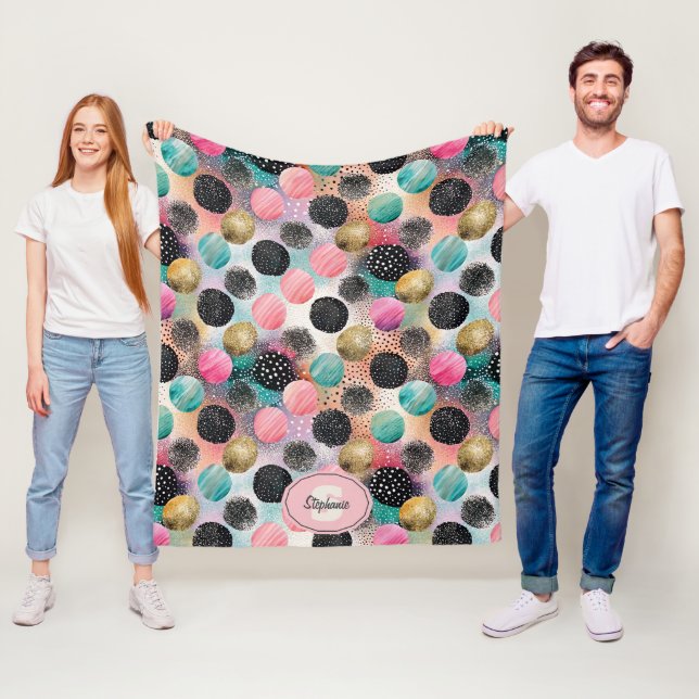 Abstract Circle Pattern -with Glitter & Speckles Fleece Blanket (In Situ)