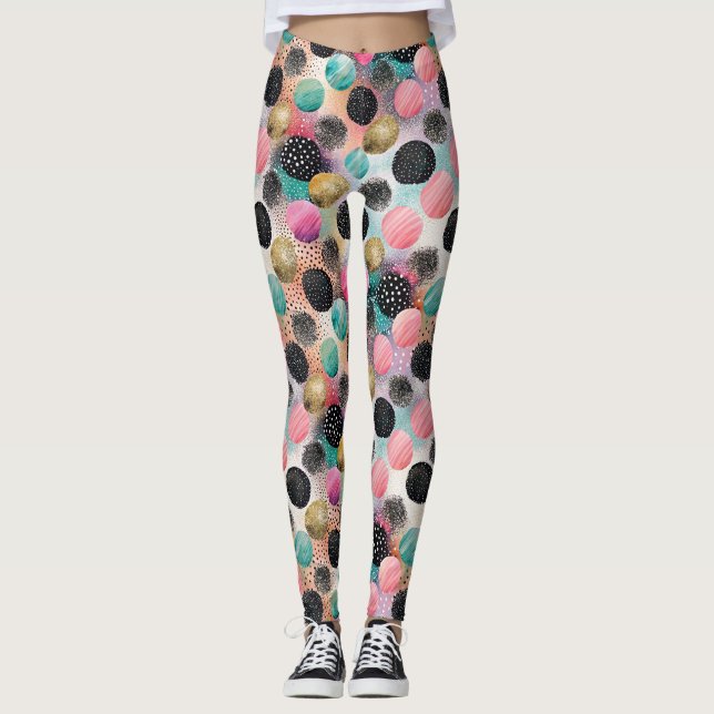 Abstract Circle Pattern -with Glitter & Speckles Leggings (Front)