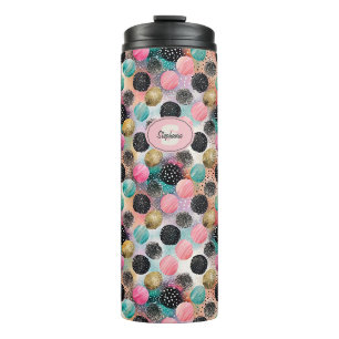 Abstract Circle Pattern -with Glitter & Speckles Thermal Tumbler