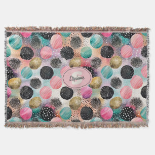 Abstract Circle Pattern -with Glitter & Speckles Throw Blanket
