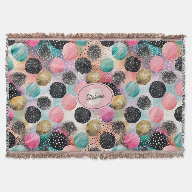 Abstract Circle Pattern -with Glitter & Speckles Throw Blanket (Front)
