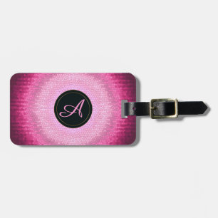 Abstract circle pink vitrage texture.monogram. luggage tag