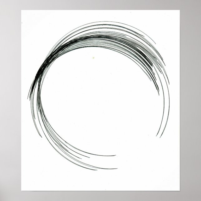 abstract circle round draw black white scrawl mode poster (Front)