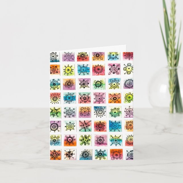 Abstract Circle Shapes Designs Illustration Folded Note Card (Front)