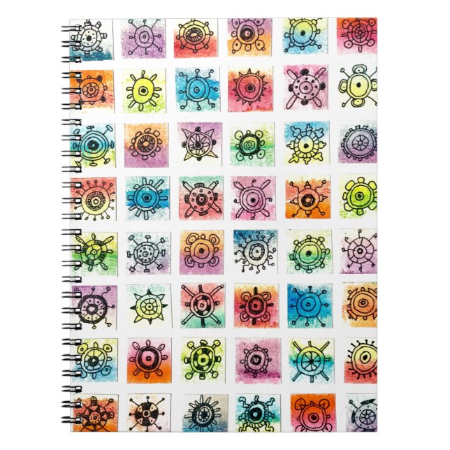 Abstract Circle Shapes Designs Illustration Notebook (Front)