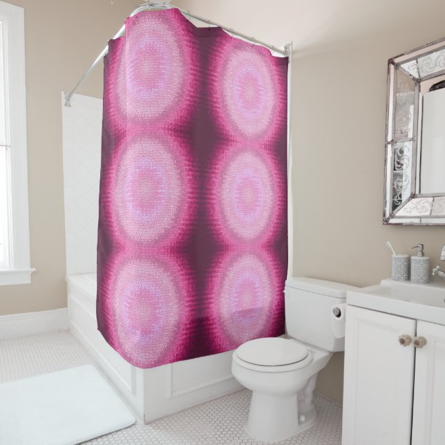 Abstract circle vitrage pink texture. shower curtain (In Situ)