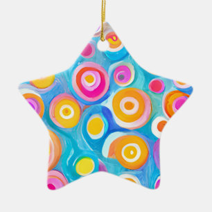 Abstract Circles Art Modern Colourful  Ceramic Tree Decoration