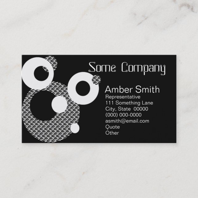 Abstract Circles Black And White Business Card (Front)