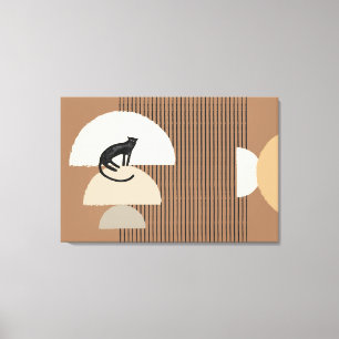 Abstract circles Cat Line art Canvas Print