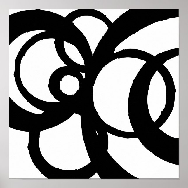 Abstract Circles Design Black on White Print (Front)