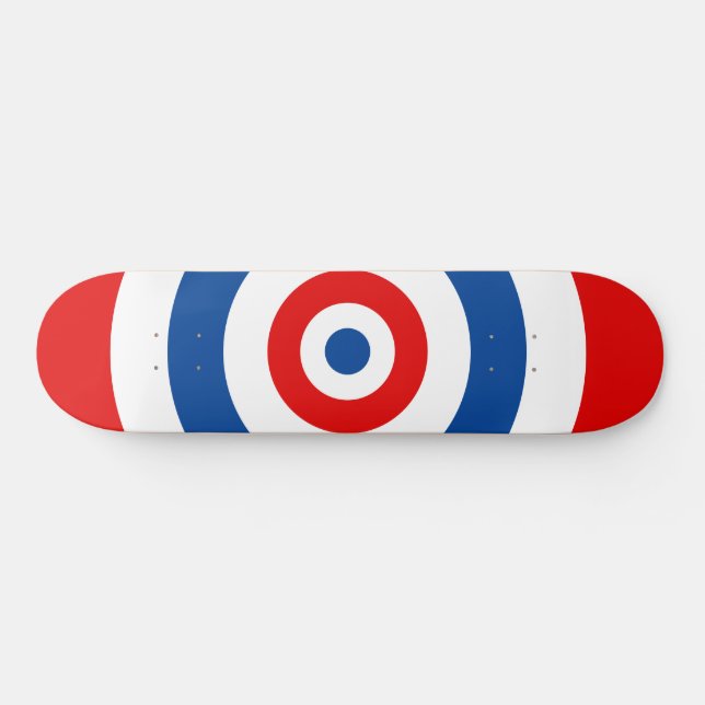 Abstract circles in blue red and white skateboard (Horz)