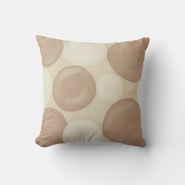 Abstract Circles in Neutral Shades Throw Pillow (Front)