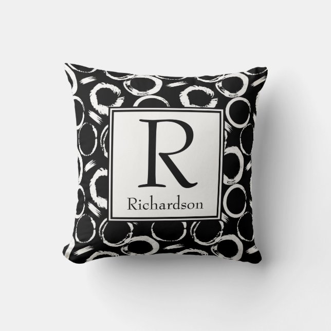 Abstract Circles Monogrammed Cushion (Front)