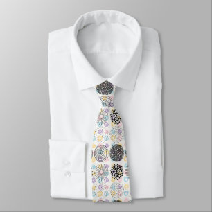 Abstract Circles Pattern Black & Pastel Colours Tie