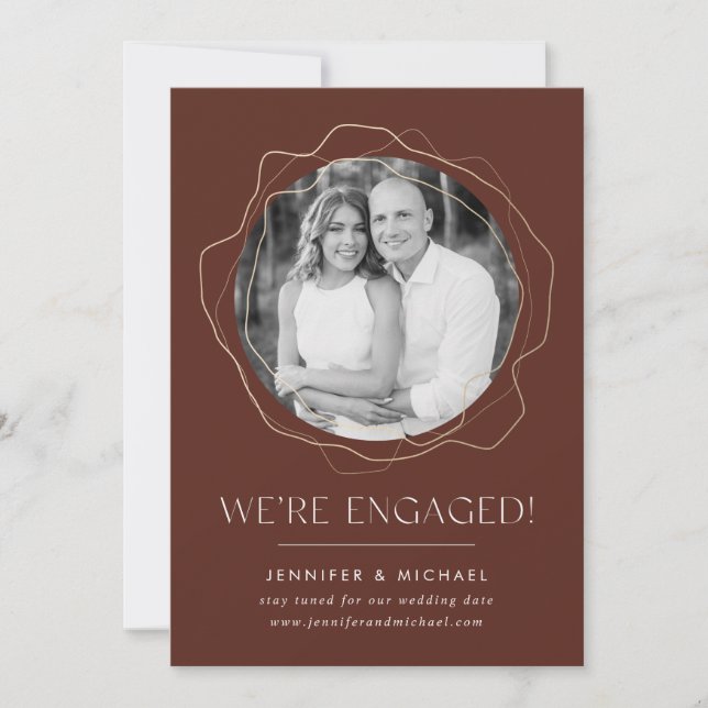Abstract Circles Photo Engagement Announcement (Front)