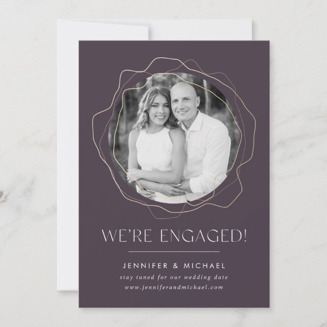 Abstract Circles Photo Engagement Announcement (Front)