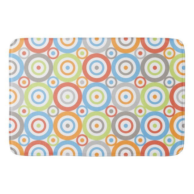 Abstract Circles Repeat Ptn Colour Mix & Greys Bath Mat (Front)