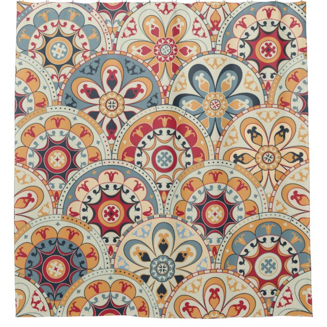 Abstract Circles: Trendy Coloured Wallpaper Shower Curtain (Front)