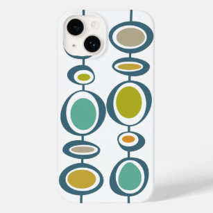 Abstract Circles Turquoise Orange Mid Century Case-Mate iPhone 14 Case