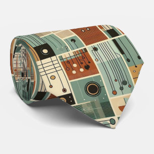 Abstract Circuit Board - Retro Mid Century Modern Tie