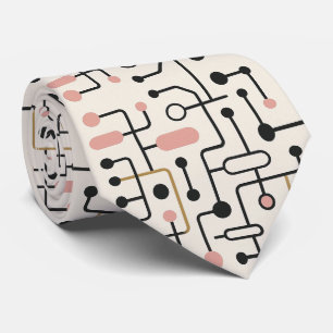 Abstract Circuit Board - Retro Mid Century Modern Tie