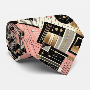 Abstract Circuit Board - Retro Mid Century Modern Tie
