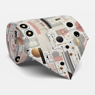Abstract Circuit Board - Retro Mid Century Modern Tie