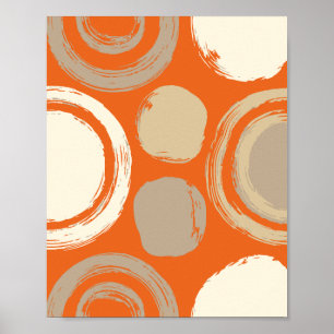 Abstract Circular Patterns on an Orange Background Poster