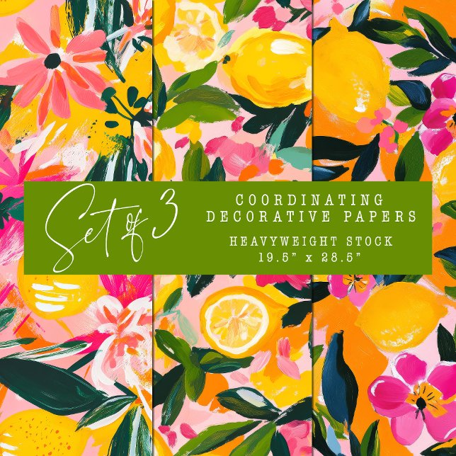 ABSTRACT CITRUS AND FLORAL DECORATIVE PAPER SET (ABSTRACT CITRUS AND FLORAL DECORATIVE PAPER SET)