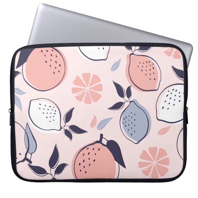 Abstract Citrus Pattern of Lemon and Oranges in Pa Laptop Sleeve (Front)
