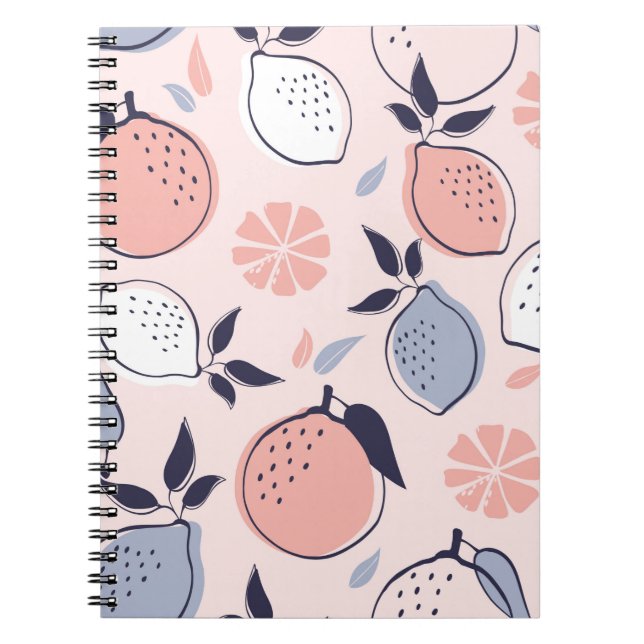 Abstract Citrus Pattern of Lemon and Oranges in Pa Notebook (Front)