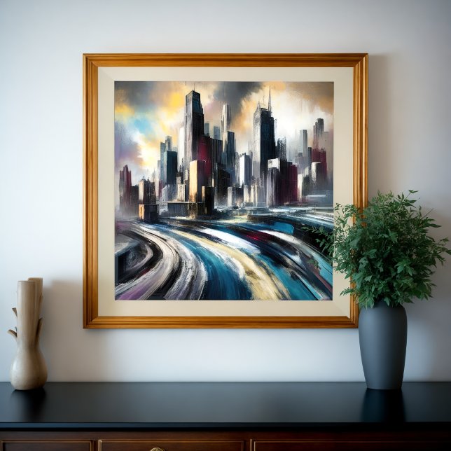 Abstract City Building Hard Pastel Drawing IV Poster (Creator Uploaded)