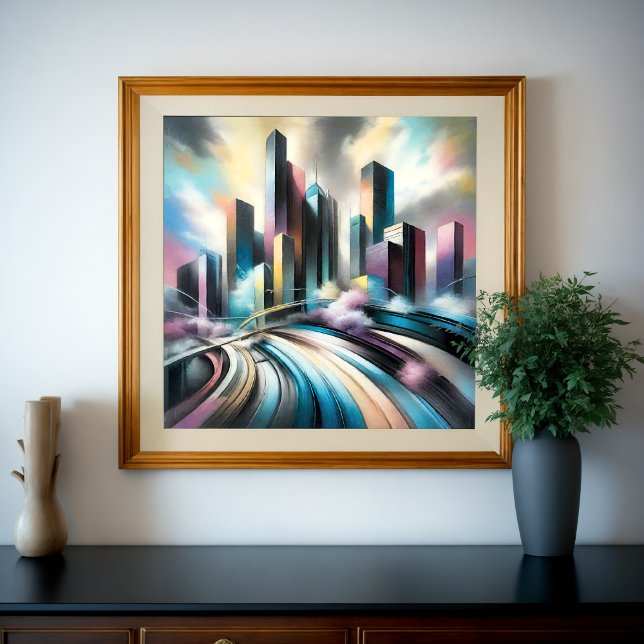 Abstract City Building Hard Pastel Drawing V Poster (Creator Uploaded)
